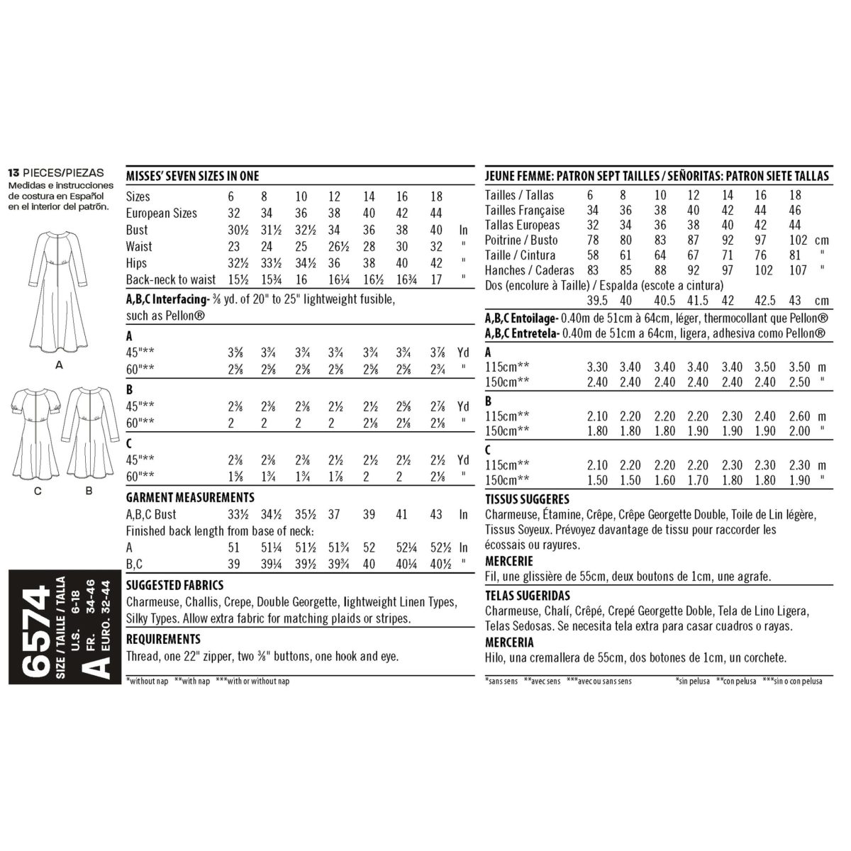 New Look Pattern 6574 Misses' Dresses