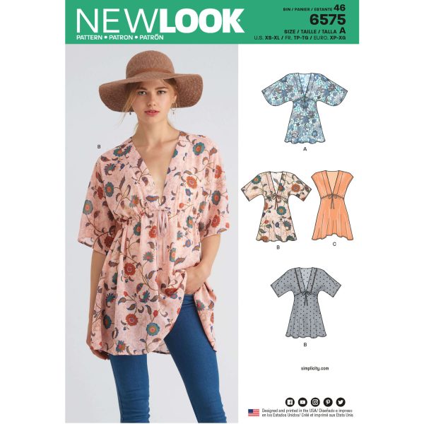New Look Pattern 6575 Misses' Tunic Tops