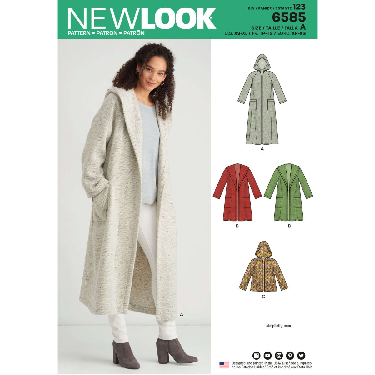 New Look Pattern 6585 Misses' Coat with Hood - Sewdirect