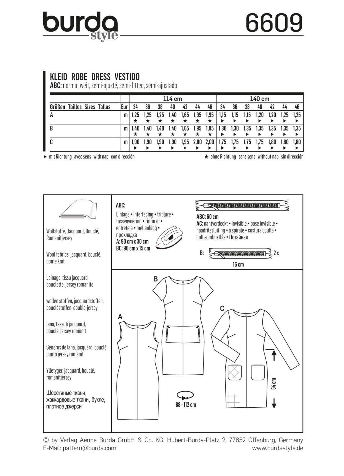 Burda Style Pattern 6609 Dress