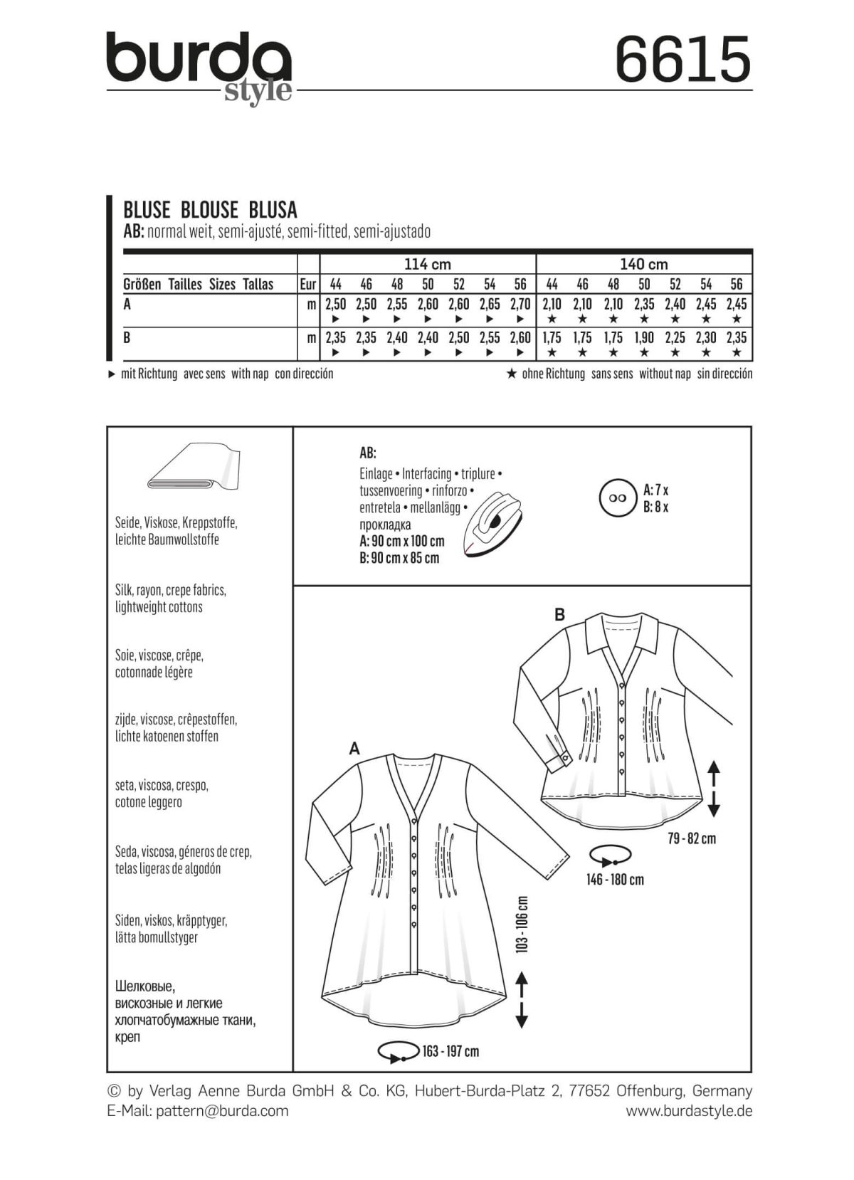 Burda Style Pattern 6615 Blouse