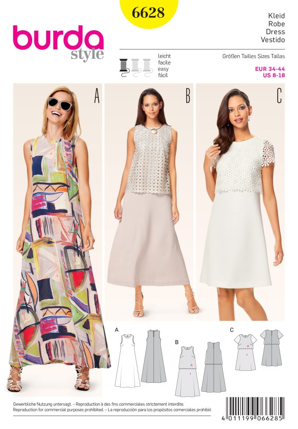 Burda B6628 Women's Dress Sewing Pattern