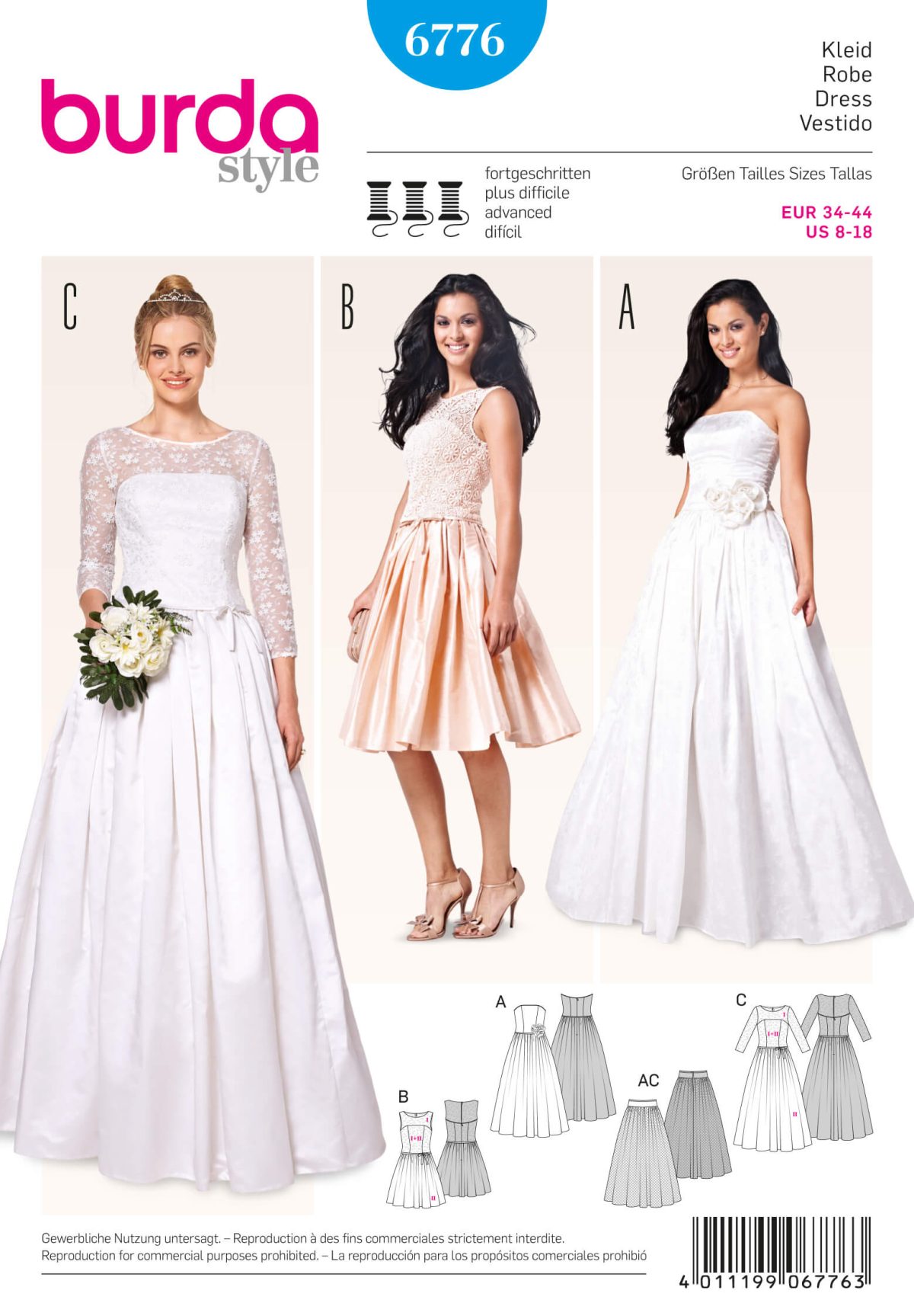 Burda B6776 Evening & Bridal Wear Sewing Pattern