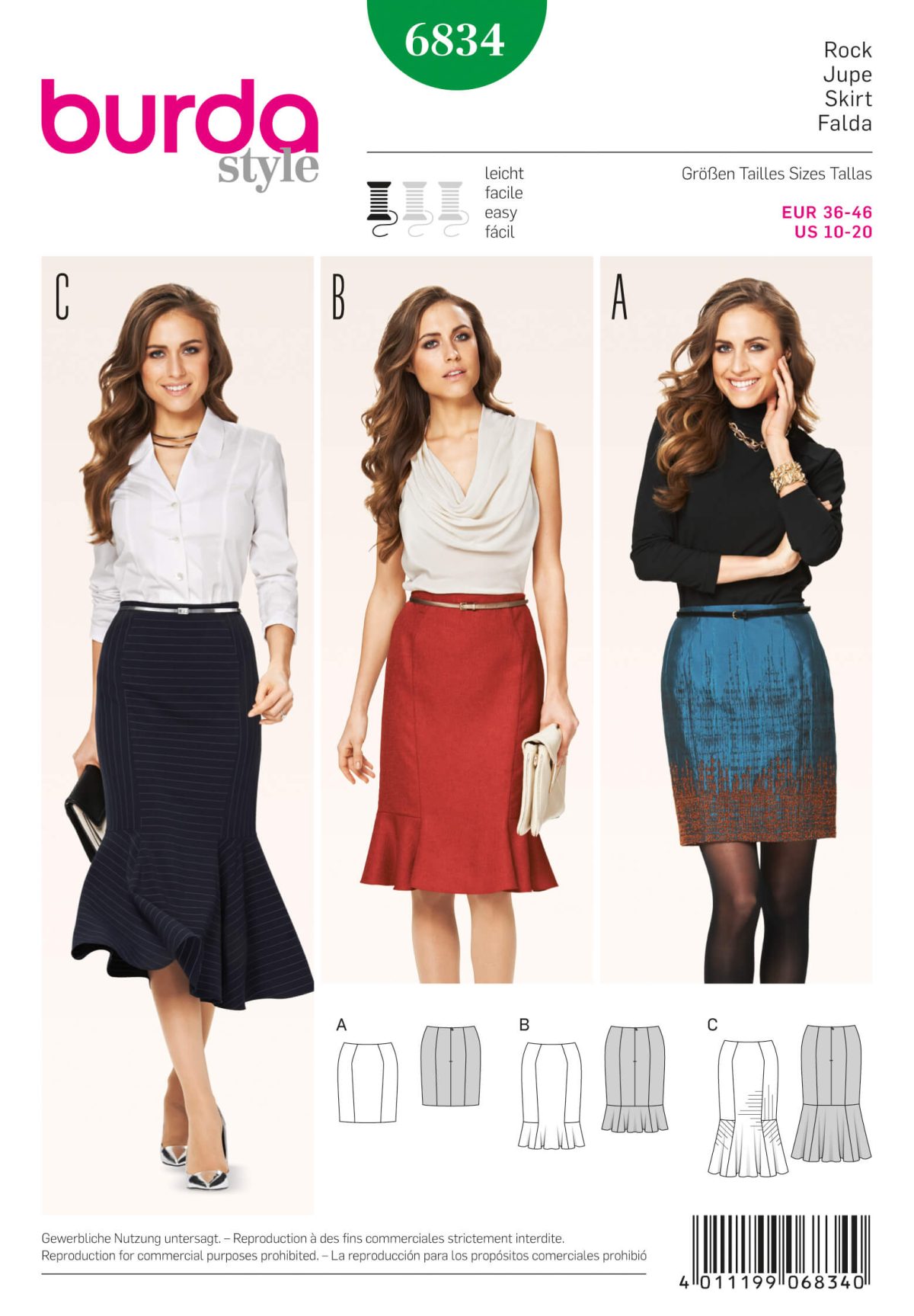Burda Style B6834 Skirt Sewing Pattern