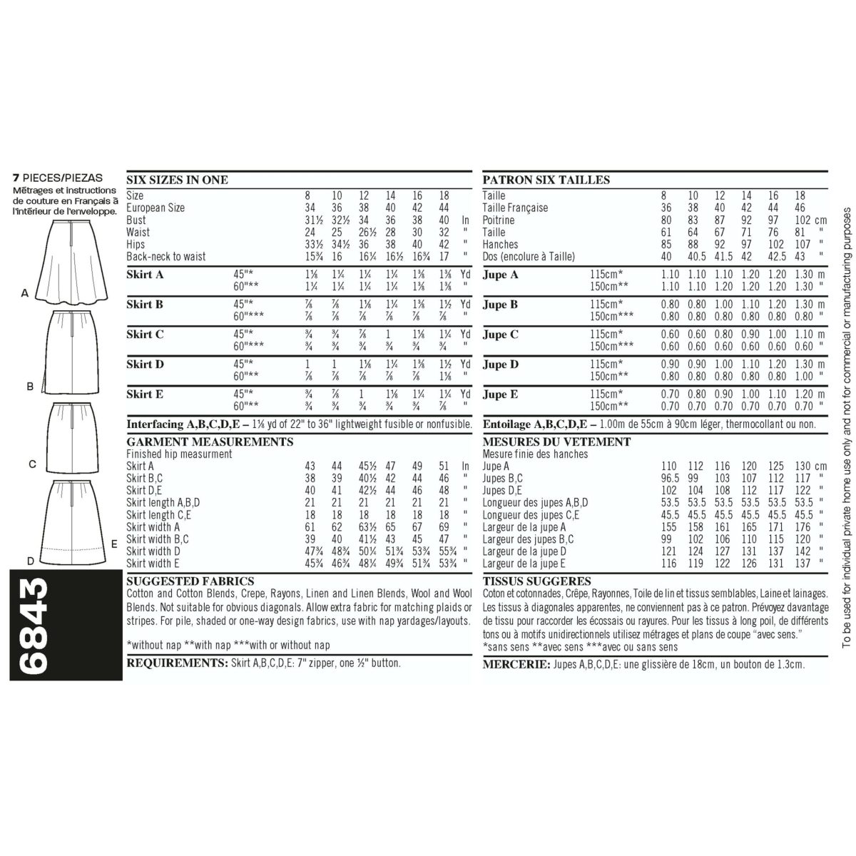 New Look Sewing Pattern N6843 Misses' Skirts