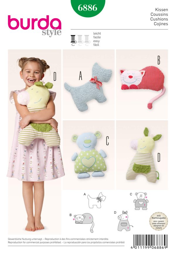 Burda Style B6886 Doll Clothes Sewing Pattern
