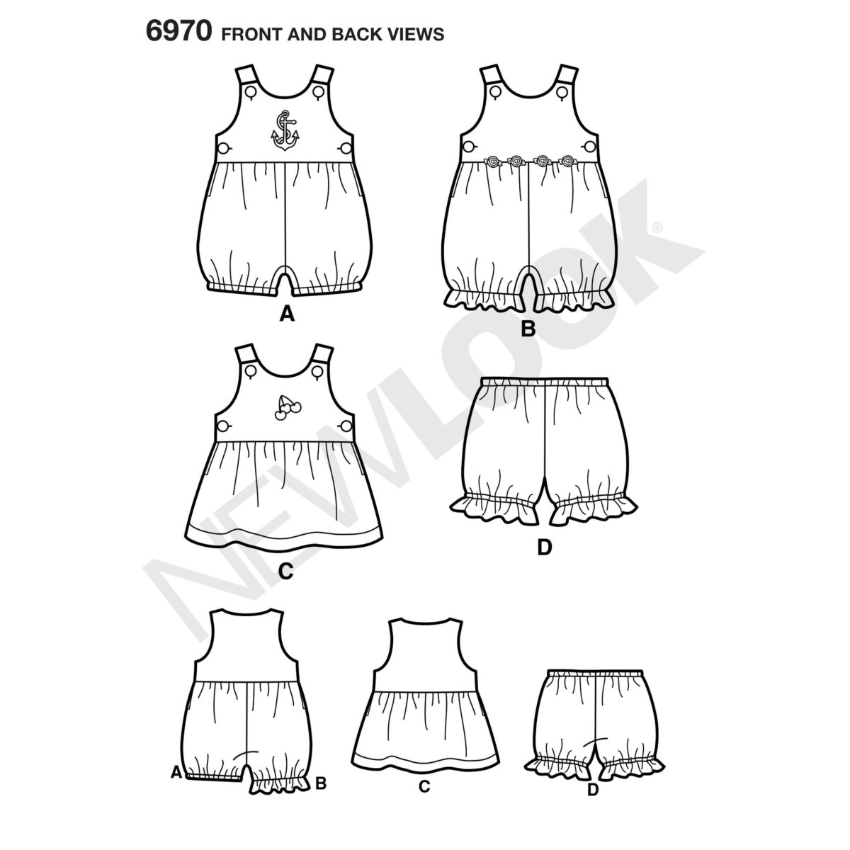 New Look Sewing Pattern N6970 Babies' Romper, Dress & Panties