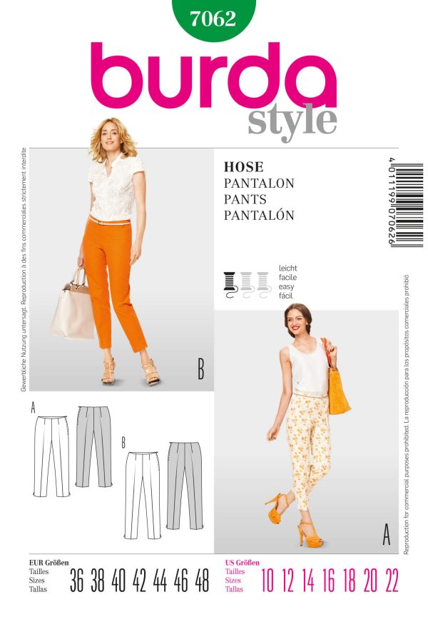 Burda Style B7062 Trousers Sewing Pattern