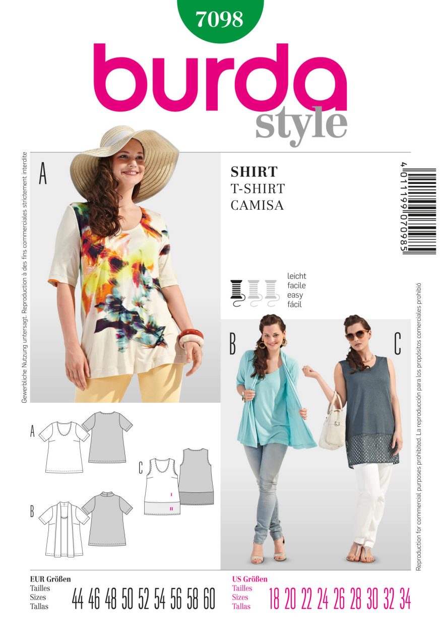 Burda Style B7098 T-Shirt Sewing Pattern