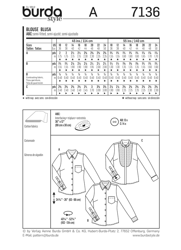 Burda B7136 Blouse Sewing Pattern