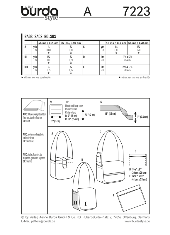 Burda Style B7223 Bag Sewing Pattern