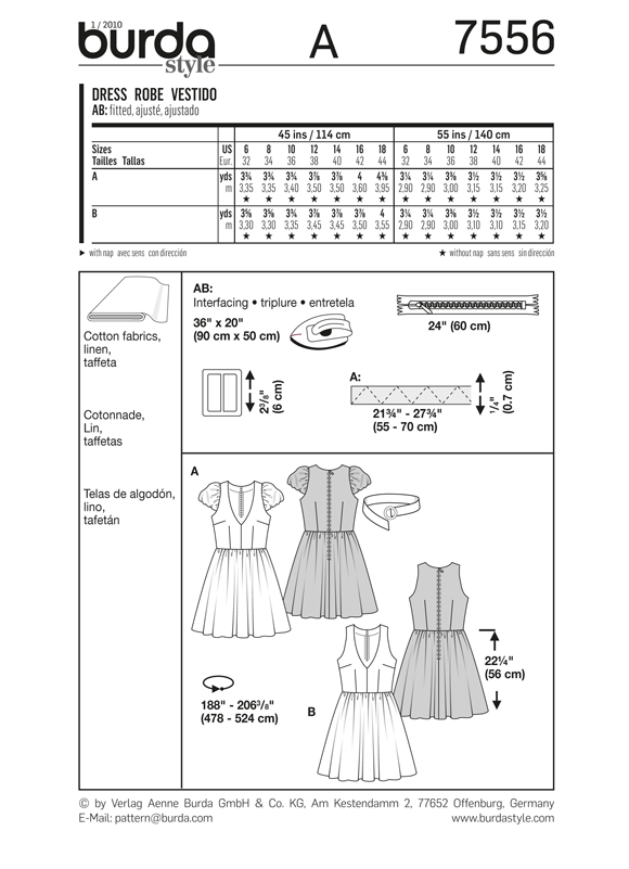 Burda Style B7556 Dress Sewing Pattern