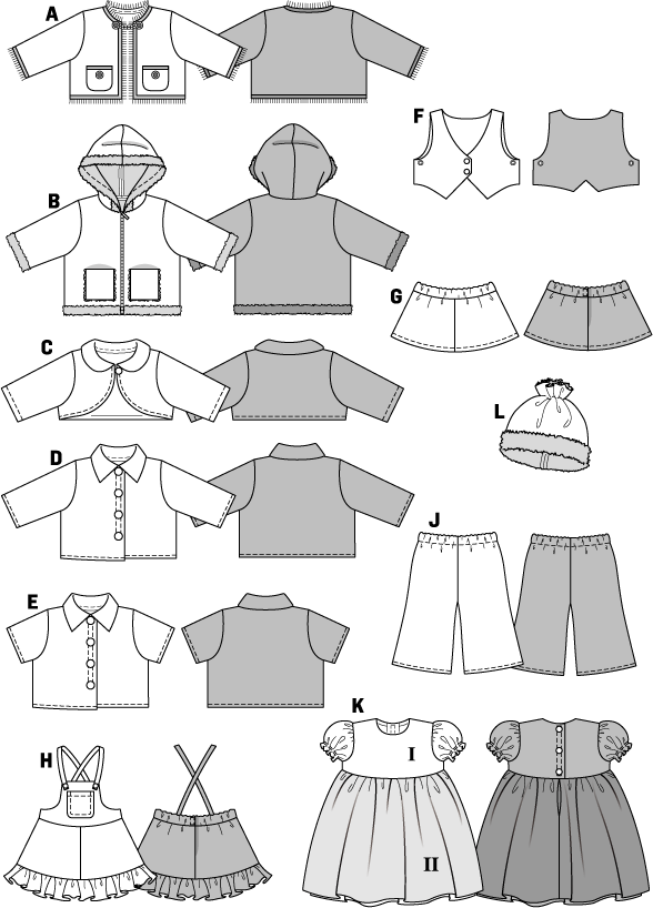 Burda B7753 Doll Clothes Sewing Pattern