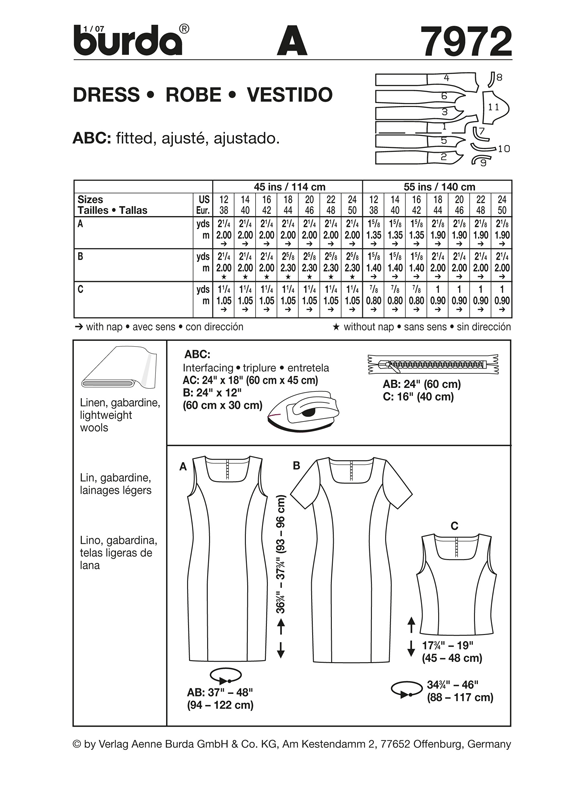 Burda B7972 Dress Sewing Pattern