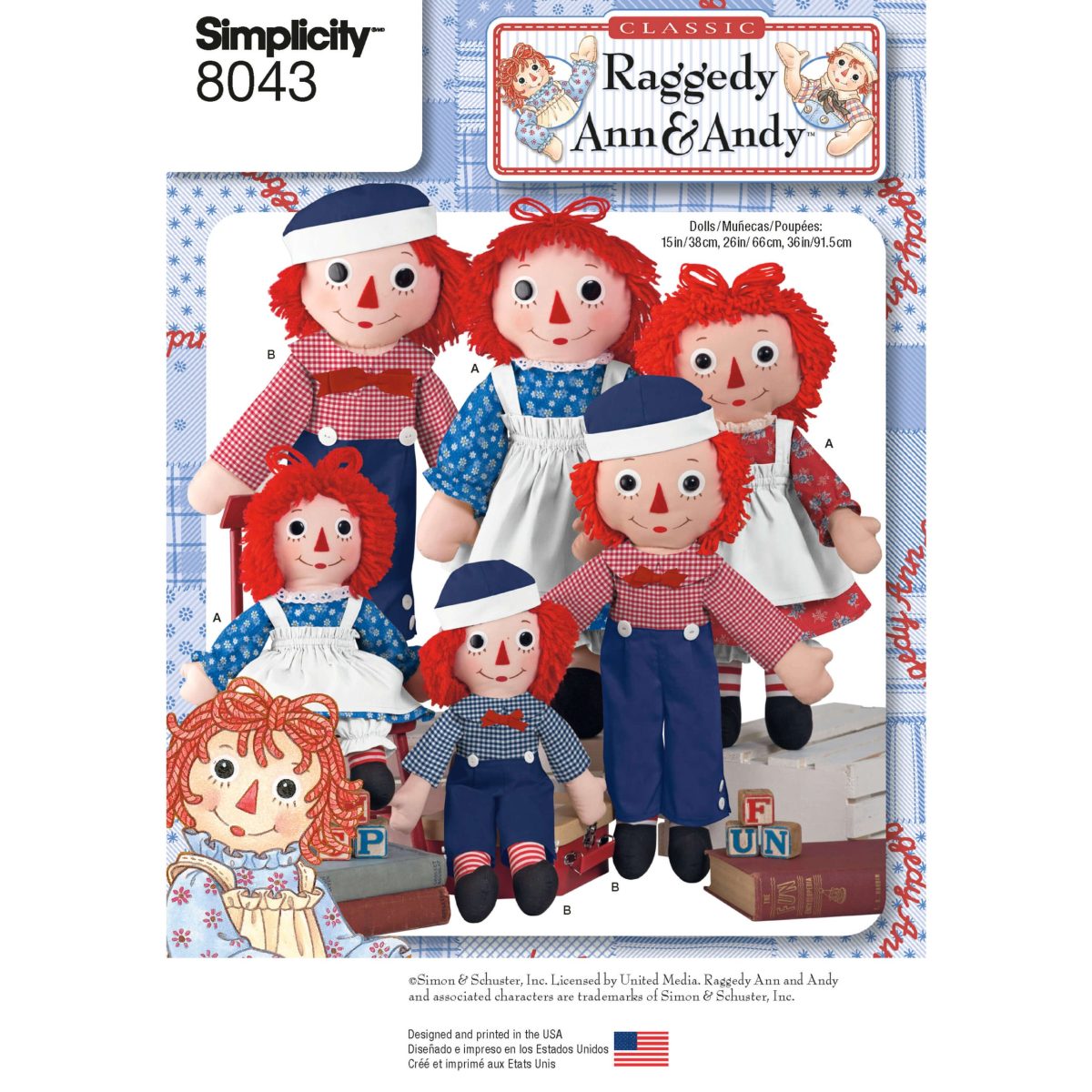 Simplicity Sewing Pattern 8043 Raggedy Ann & Andy Dolls