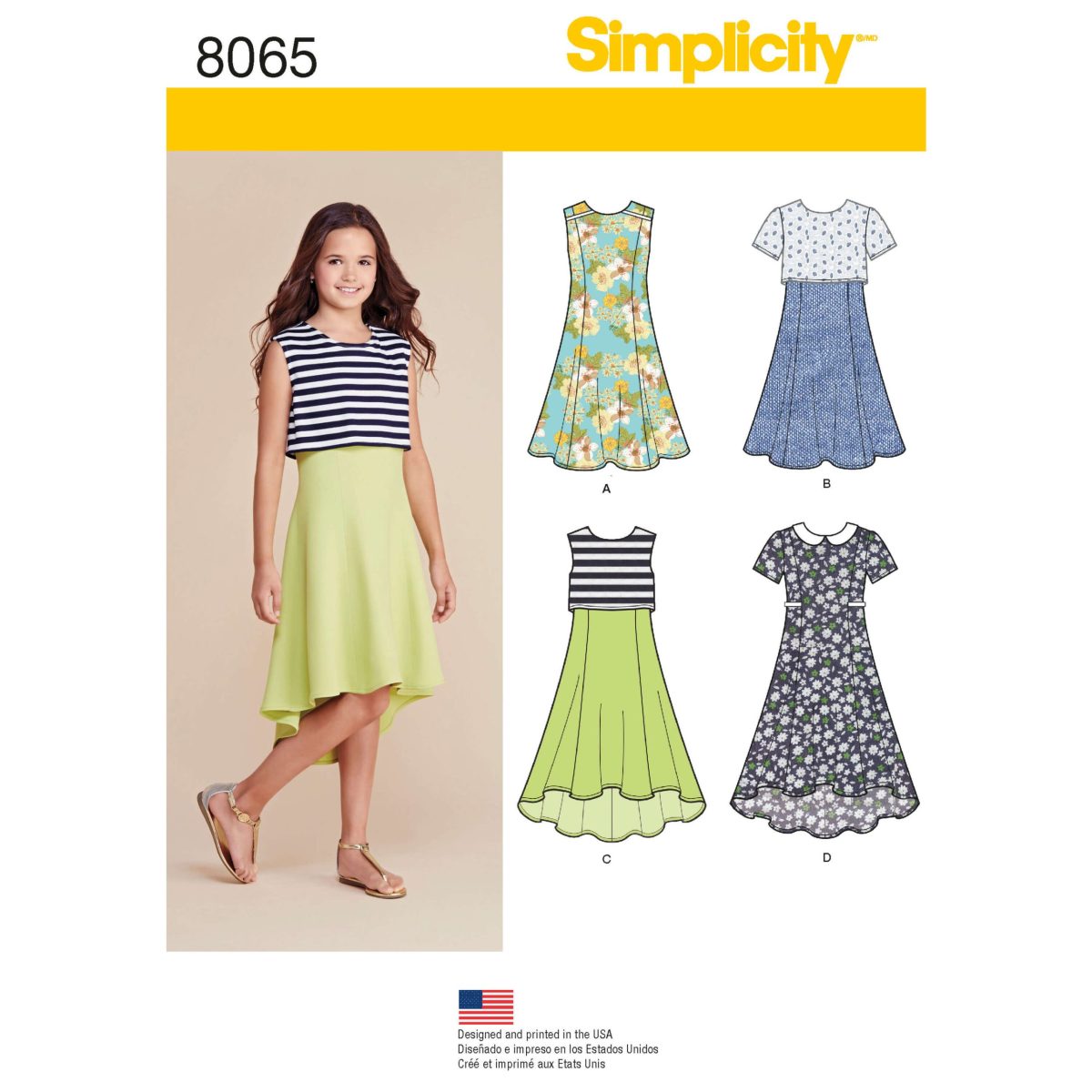 Simplicity Sewing Pattern 8065 Girls' and Girls' Plus Dress or Popover Dress