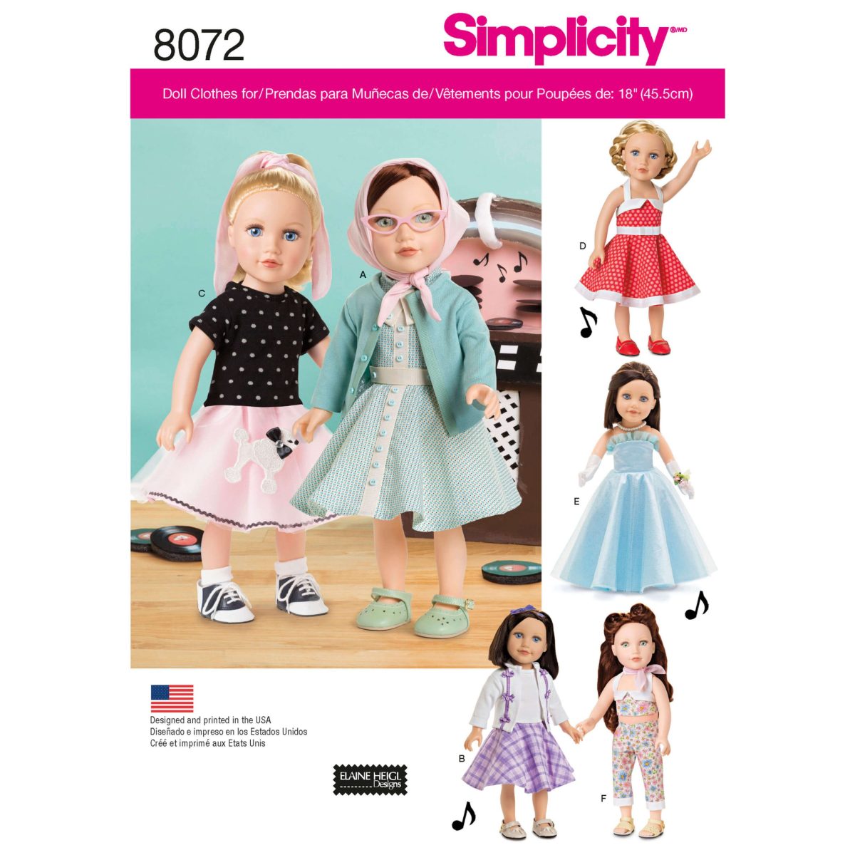 Simplicity Sewing Pattern 8072 Vintage Inspired 18" Doll Clothes