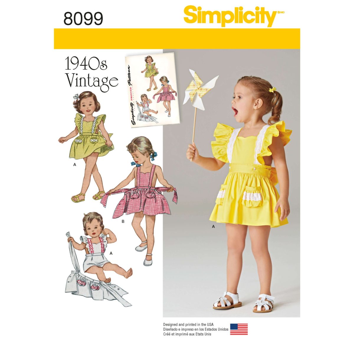Simplicity Sewing Pattern 8099 Toddlers' Romper and Button-on skirt