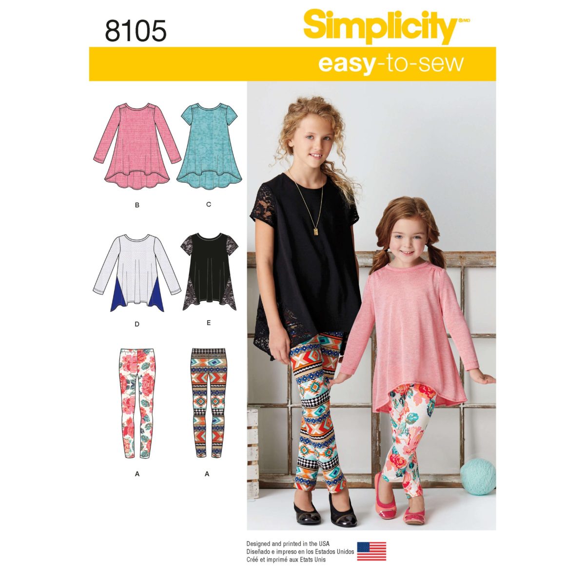 Simplicity Sewing Pattern 8105 Child's and Girls' Knit Tunics and Leggings