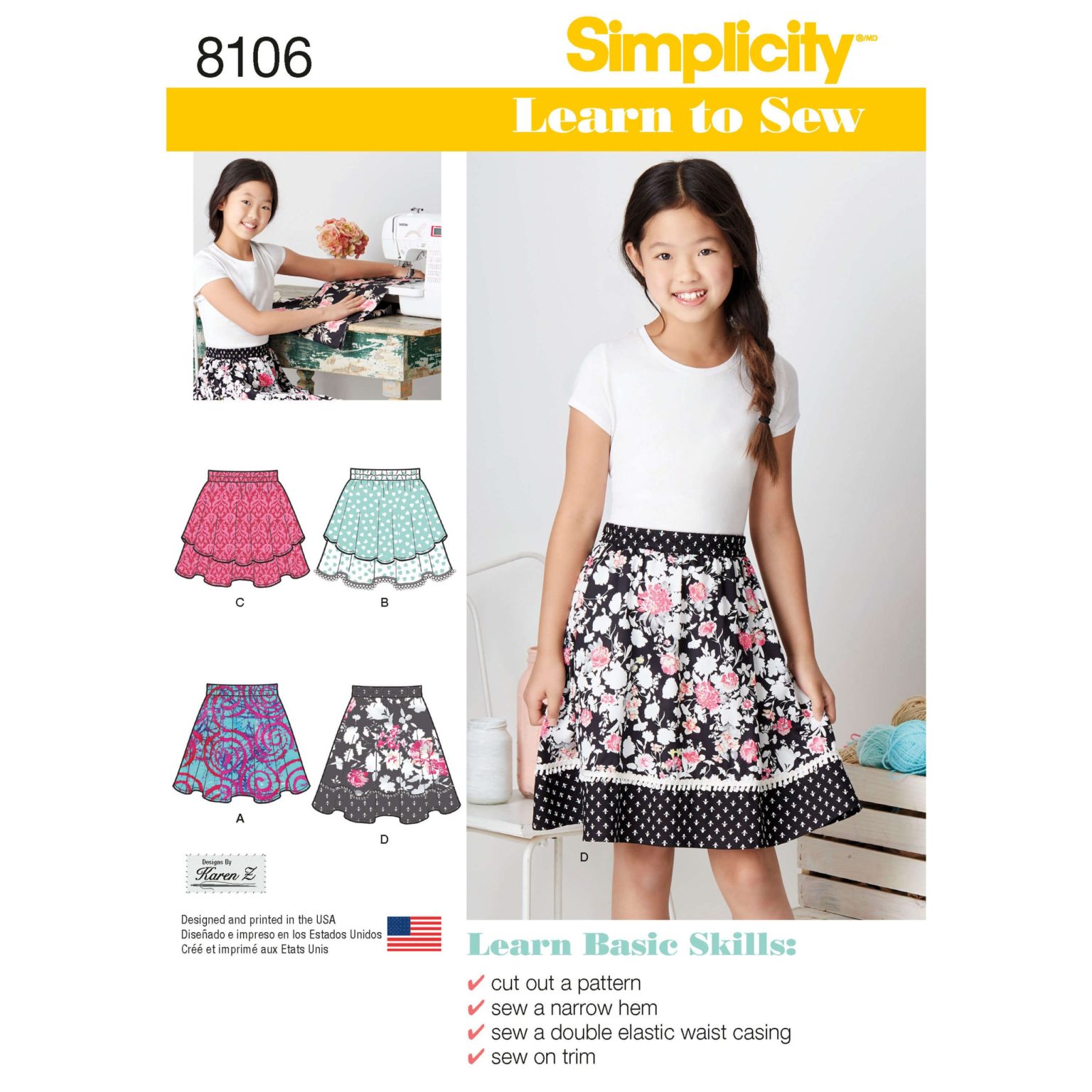 Sew Direct Patterns Simplicity Sewing Pattern 8106 Learn To Sew Skirts for Girls and Girls ...