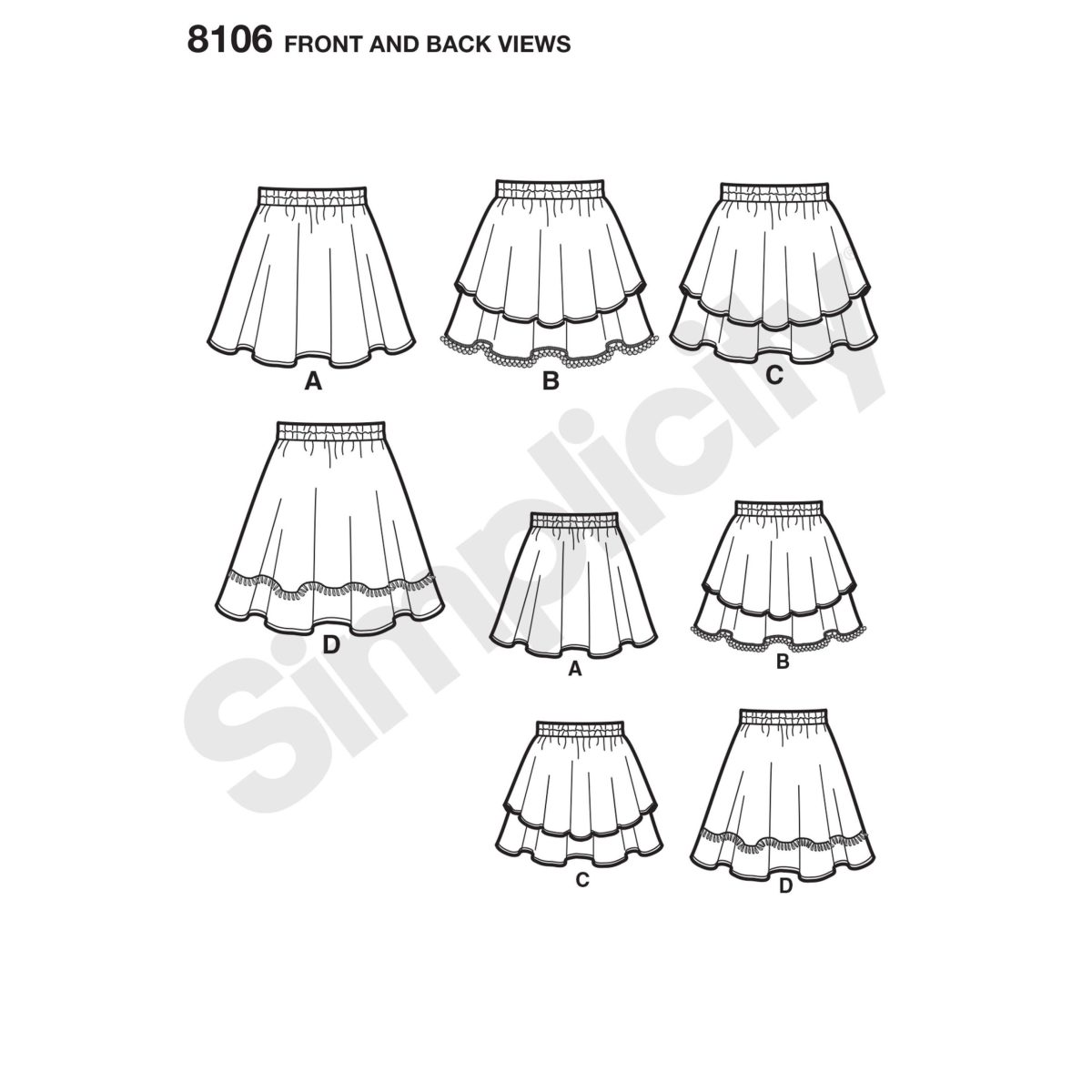 Simplicity Sewing Pattern 8106 Learn To Sew Skirts for Girls and Girls Plus