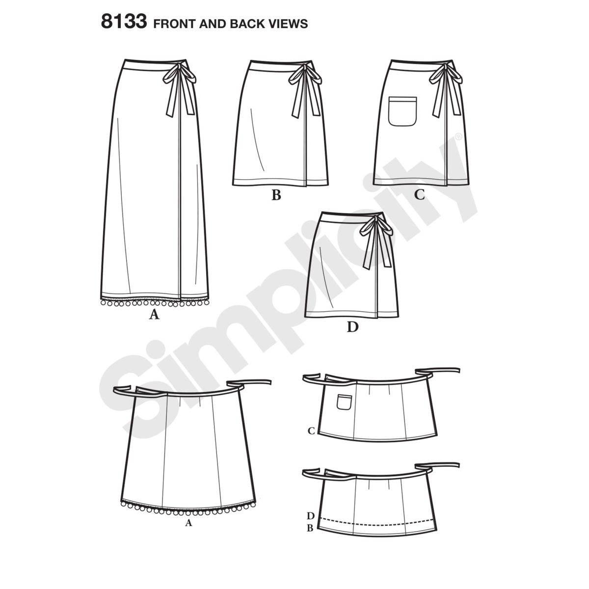 Simplicity Pattern 8133 Misses' Learn to Sew Wrap Skirts