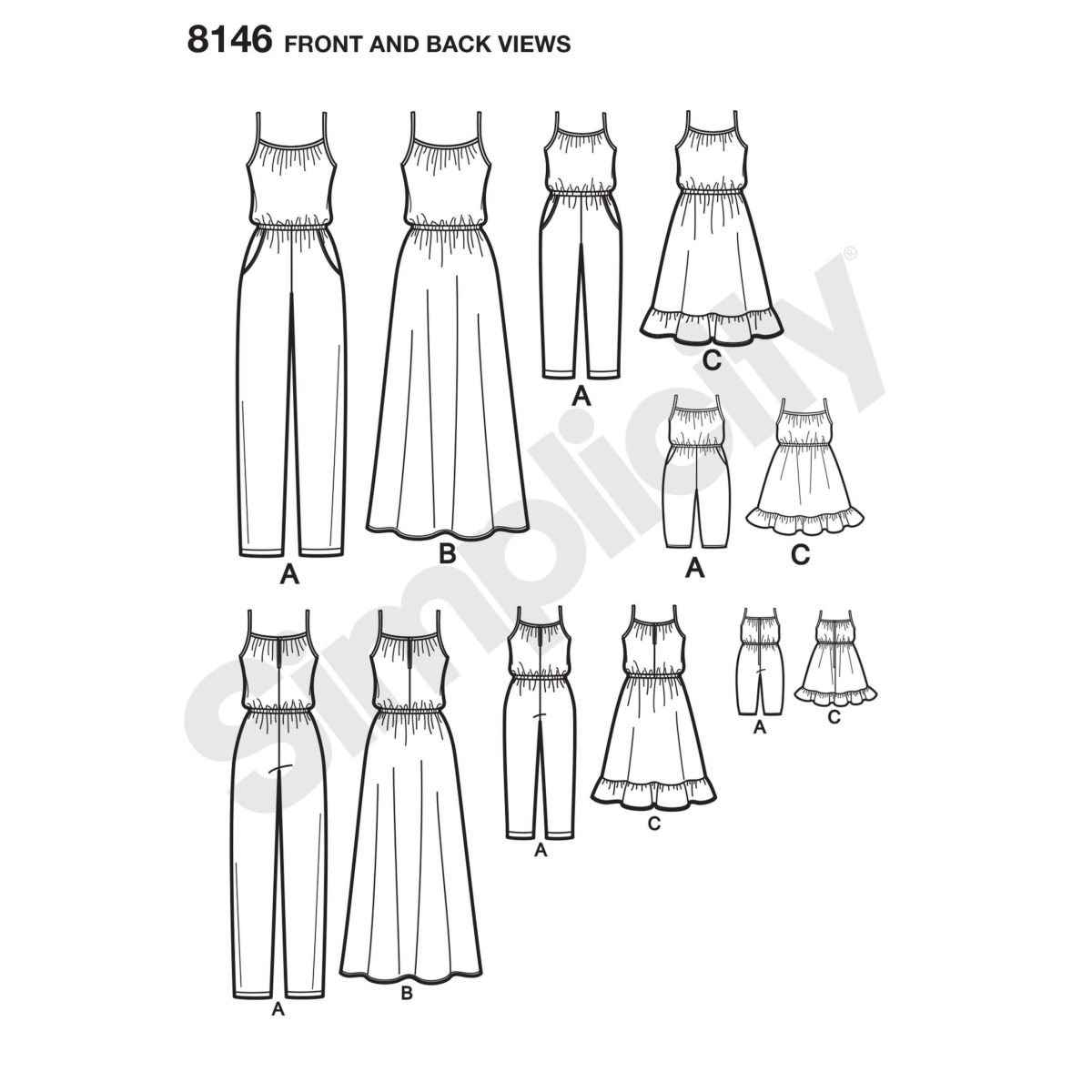 Simplicity Pattern 8146 Matching outfits for Misses, Child and 18" Doll