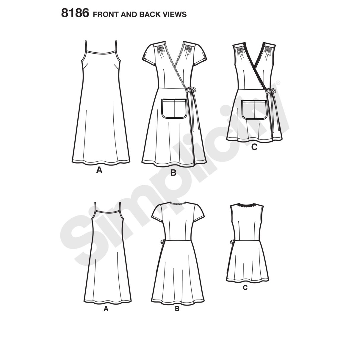 Simplicity Sewing Pattern 8186 Misses' Dottie Angel Frock: Wrap & Slip Dress