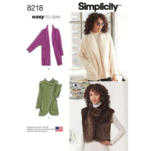 Simplicity Pattern 8218 Misses' Easy-to-Sew Jackets and Vest