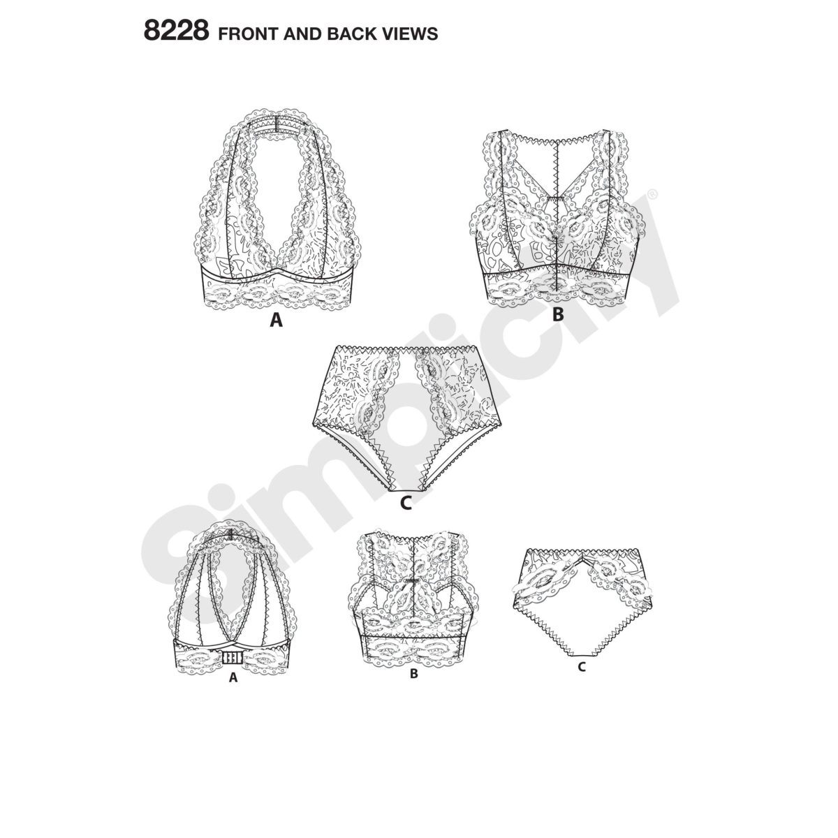 Simplicity Pattern 8228 Misses' Soft Cup Bras and Panties
