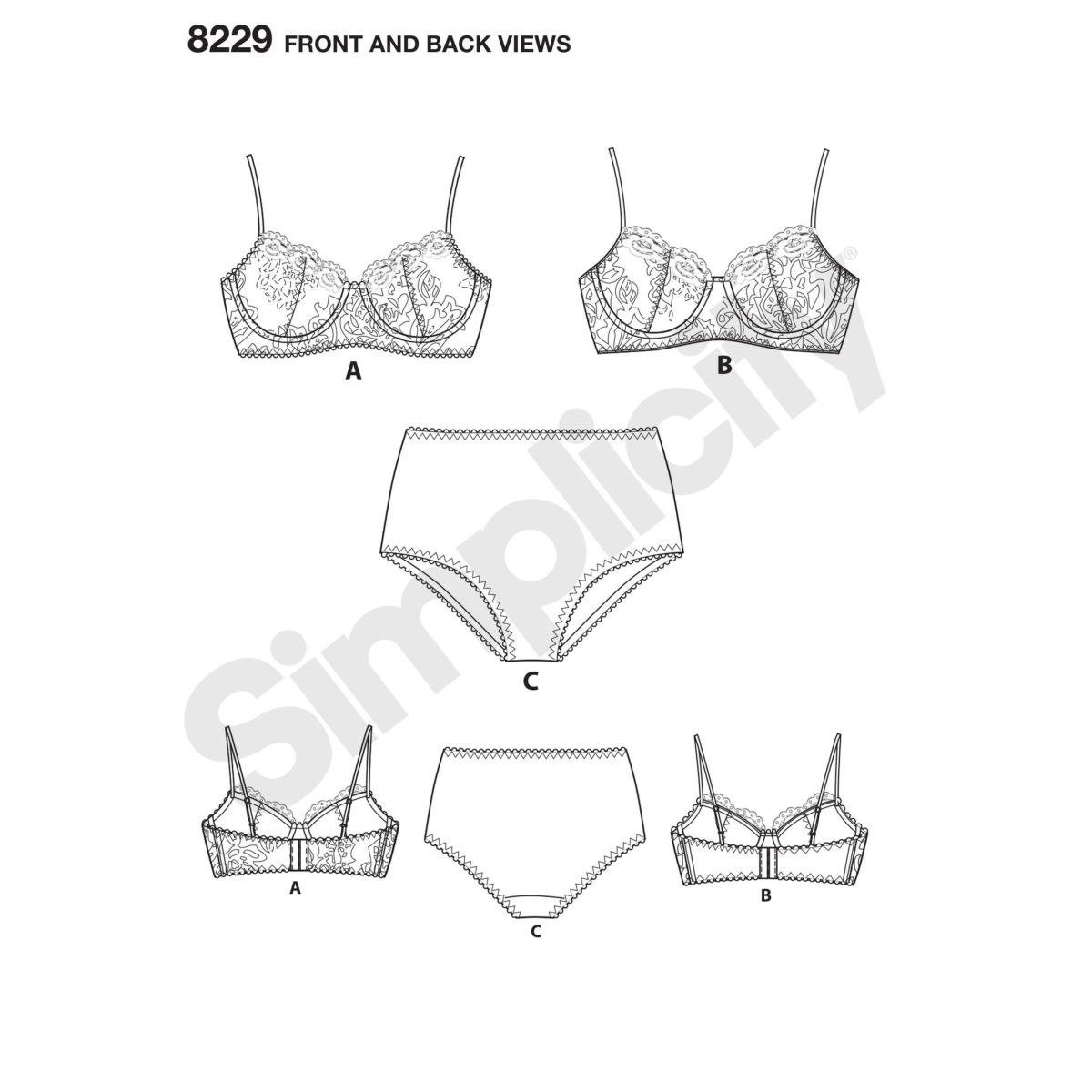 Simplicity Pattern 8229 Misses' Underwire Bras and Panties