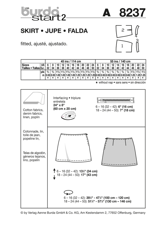 Burda B8237 Skirt Sewing Pattern