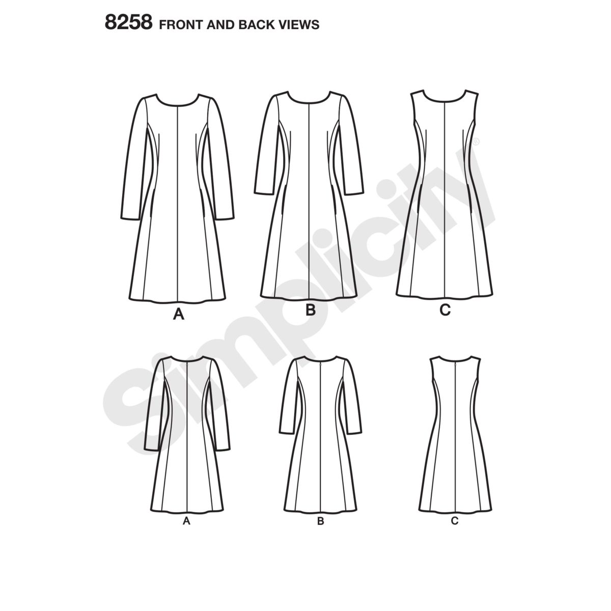 Simplicity Pattern 8258 Misses' and Plus Size Amazing Fit Dress
