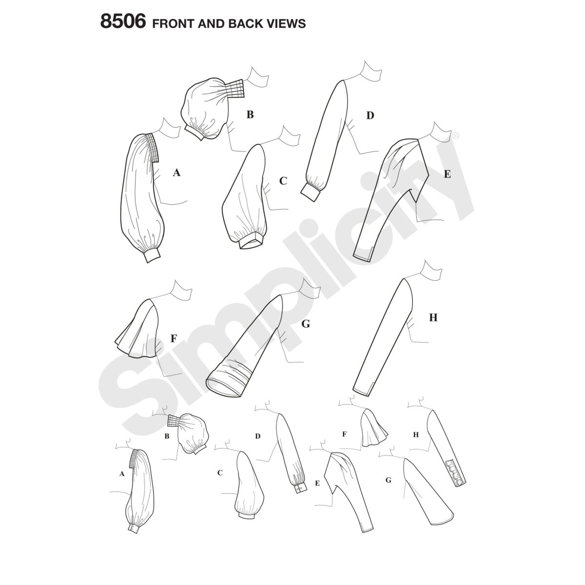 Simplicity Pattern 8506 Misses' Vintage Set of Sleeves