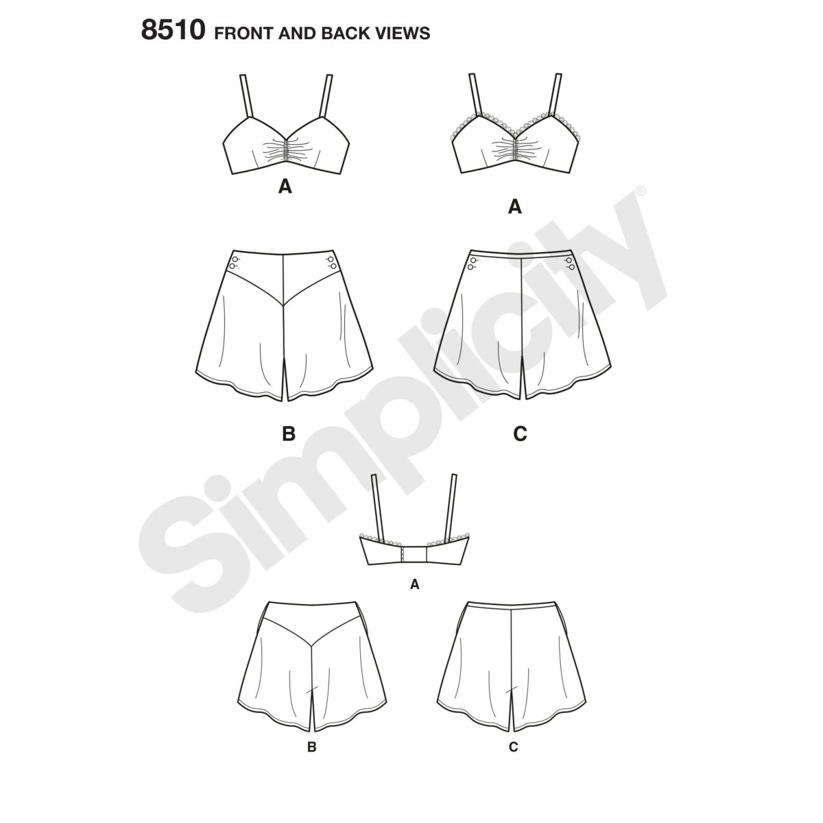 Simplicity Pattern 8510 Miss Vintage Brassiere & Panties