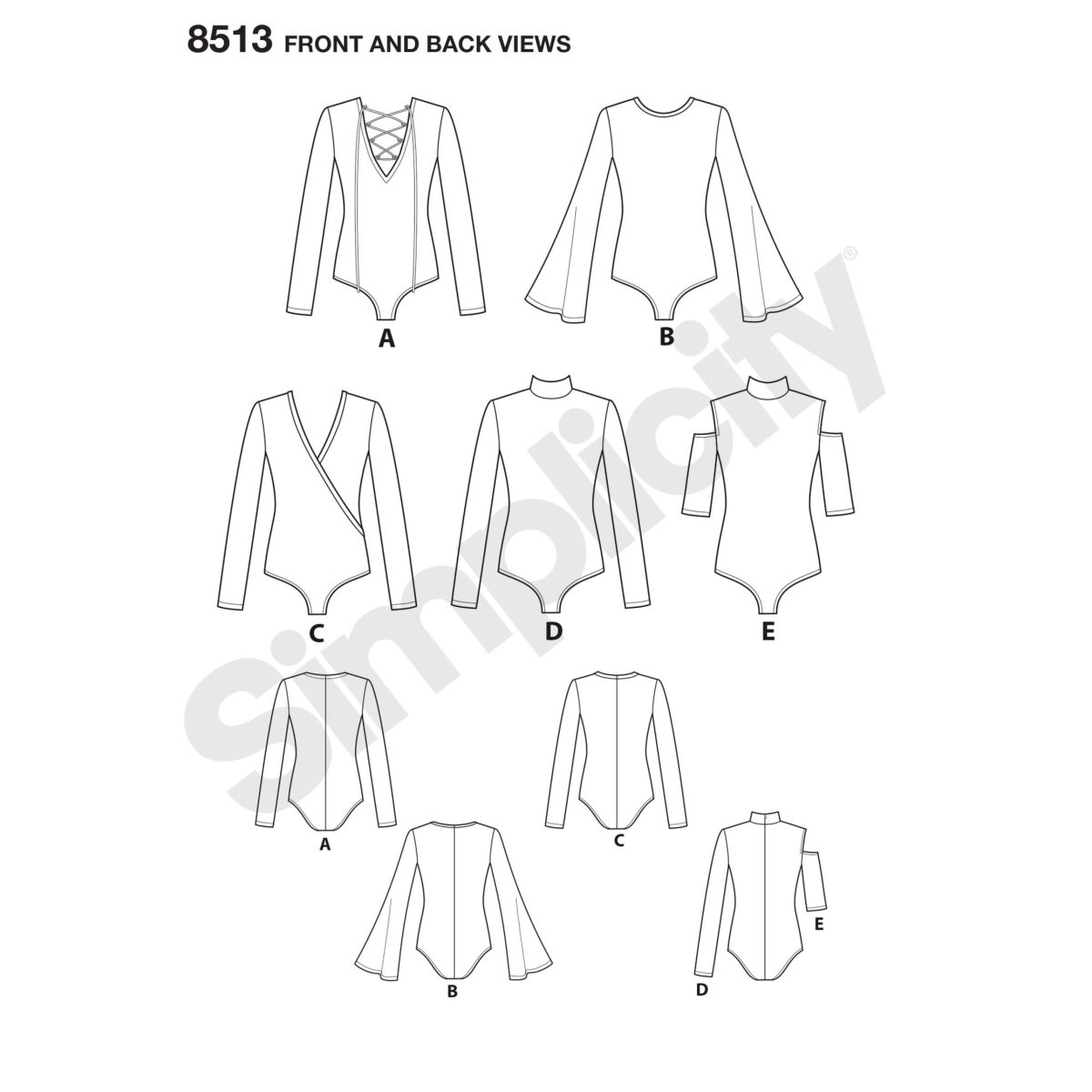 Simplicity Pattern 8513 Misses' Knit Bodysuits