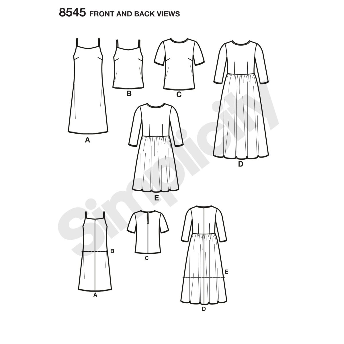 Simplicity Pattern 8545 Misses' and Petite Dress and Top