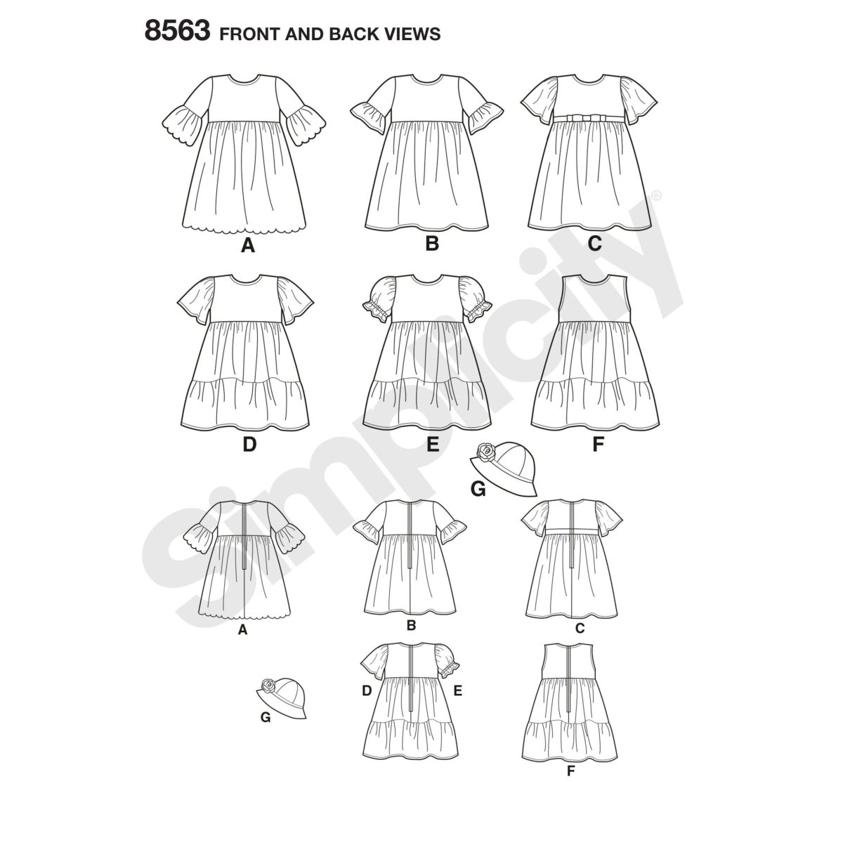 Simplicity Pattern 8563 Toddler Dresses and Hat
