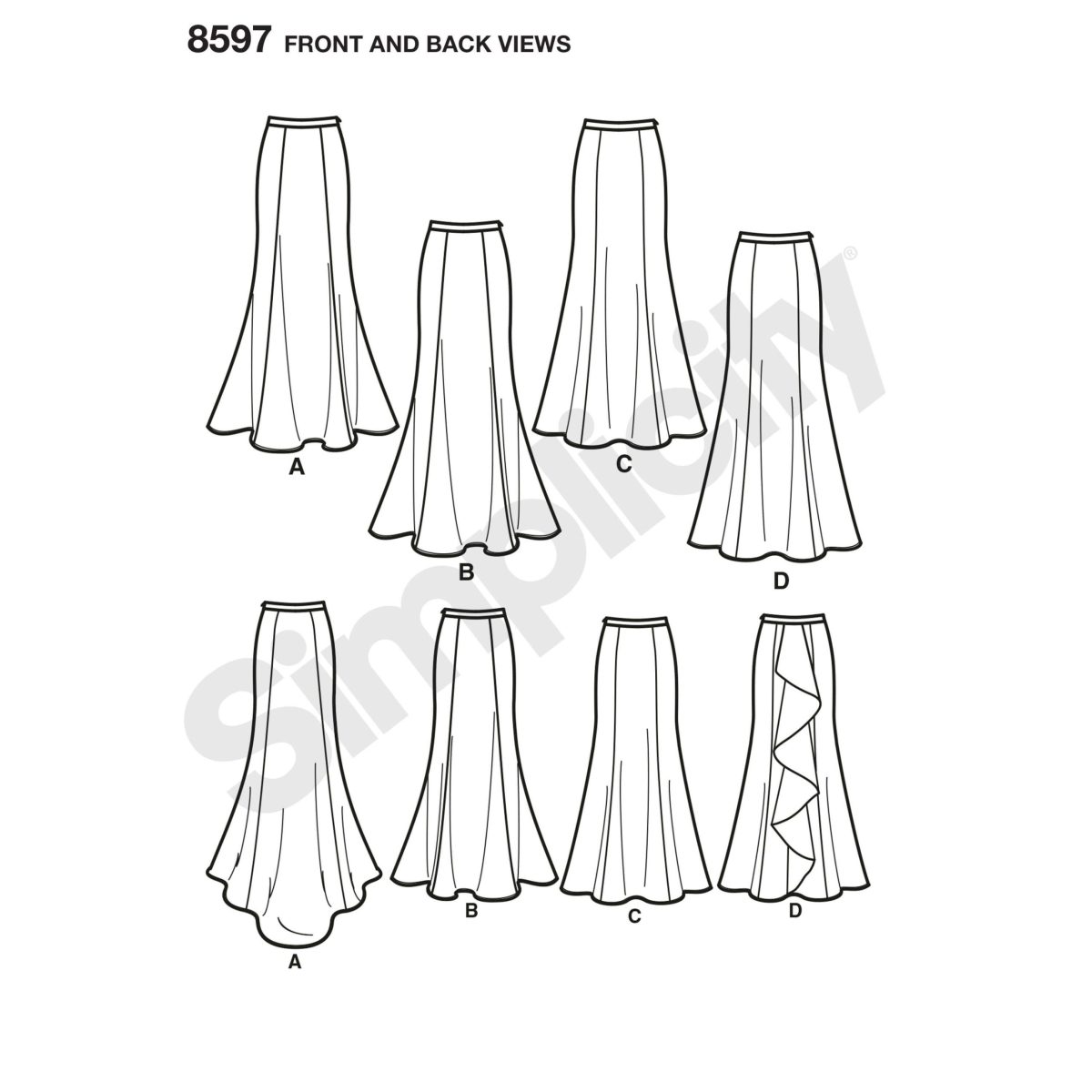 Simplicity Sewing Pattern 8597 Misses' and Women's Special Occasion Skirts