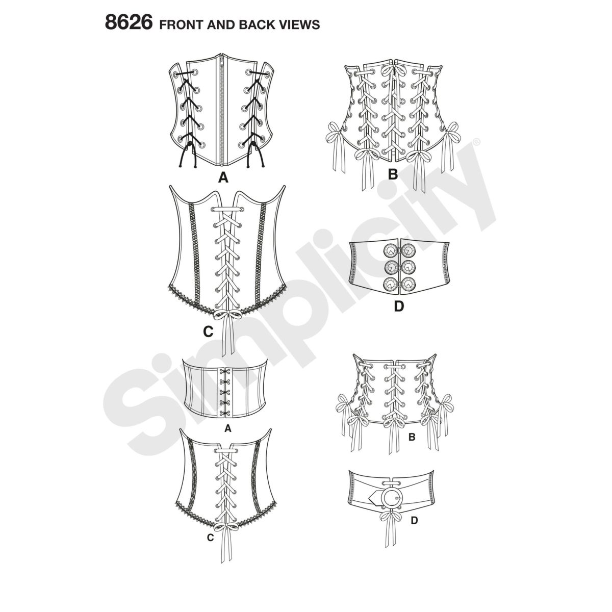 Simplicity Sewing Pattern 8626 Misses' Corset Belts