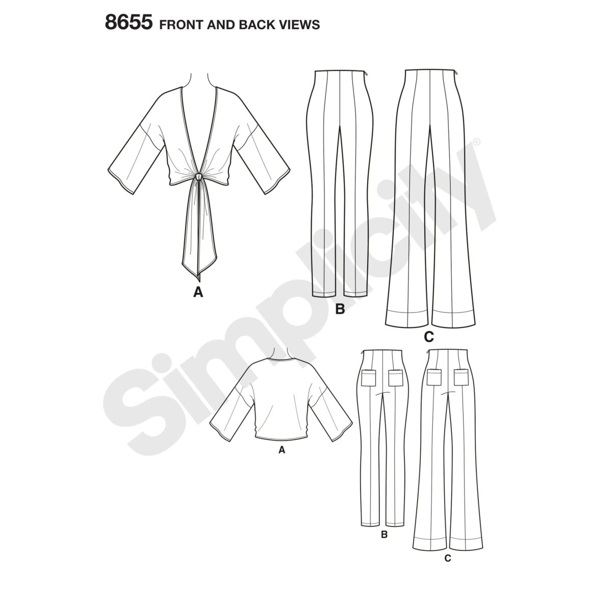 Simplicity PDF Pattern 8655 Mimi G High Waisted Trousers and Tie Top