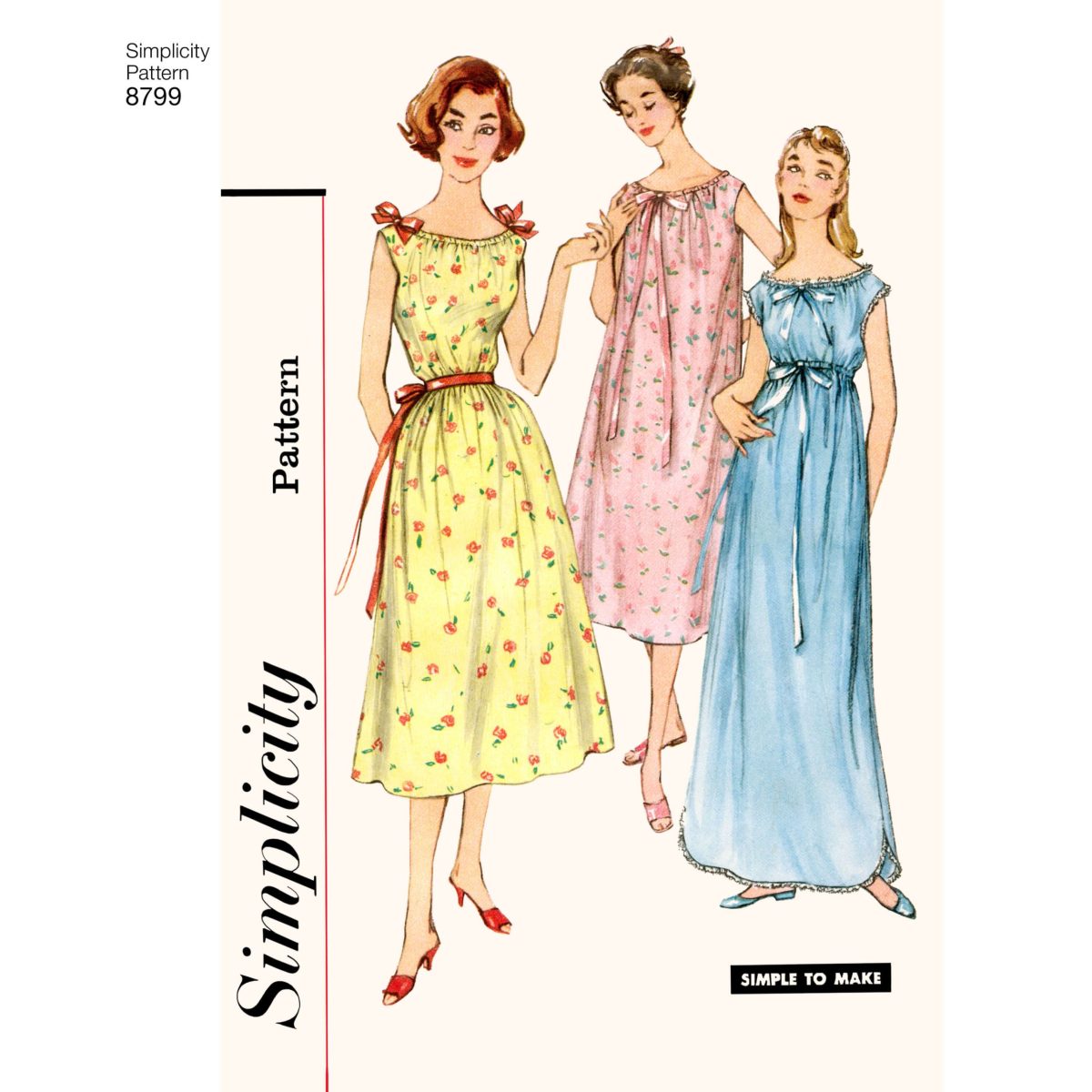 Simplicity Sewing Pattern 8799 Misses' Vintage Nightgowns