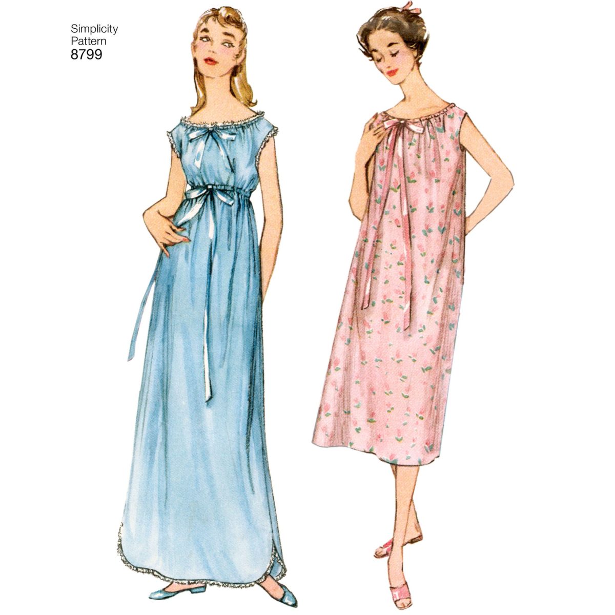 Simplicity Sewing Pattern 8799 Misses' Vintage Nightgowns