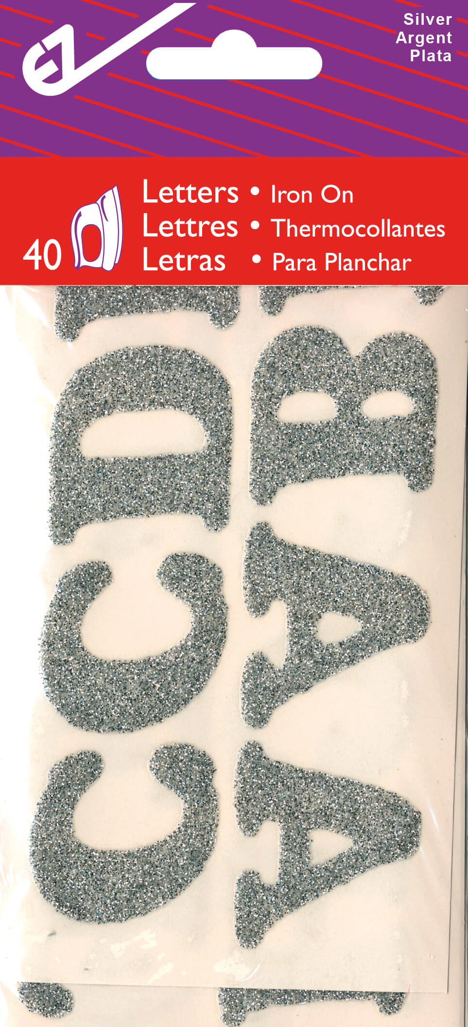IRON ON GLITTER LETTERS SILVER Sewdirect