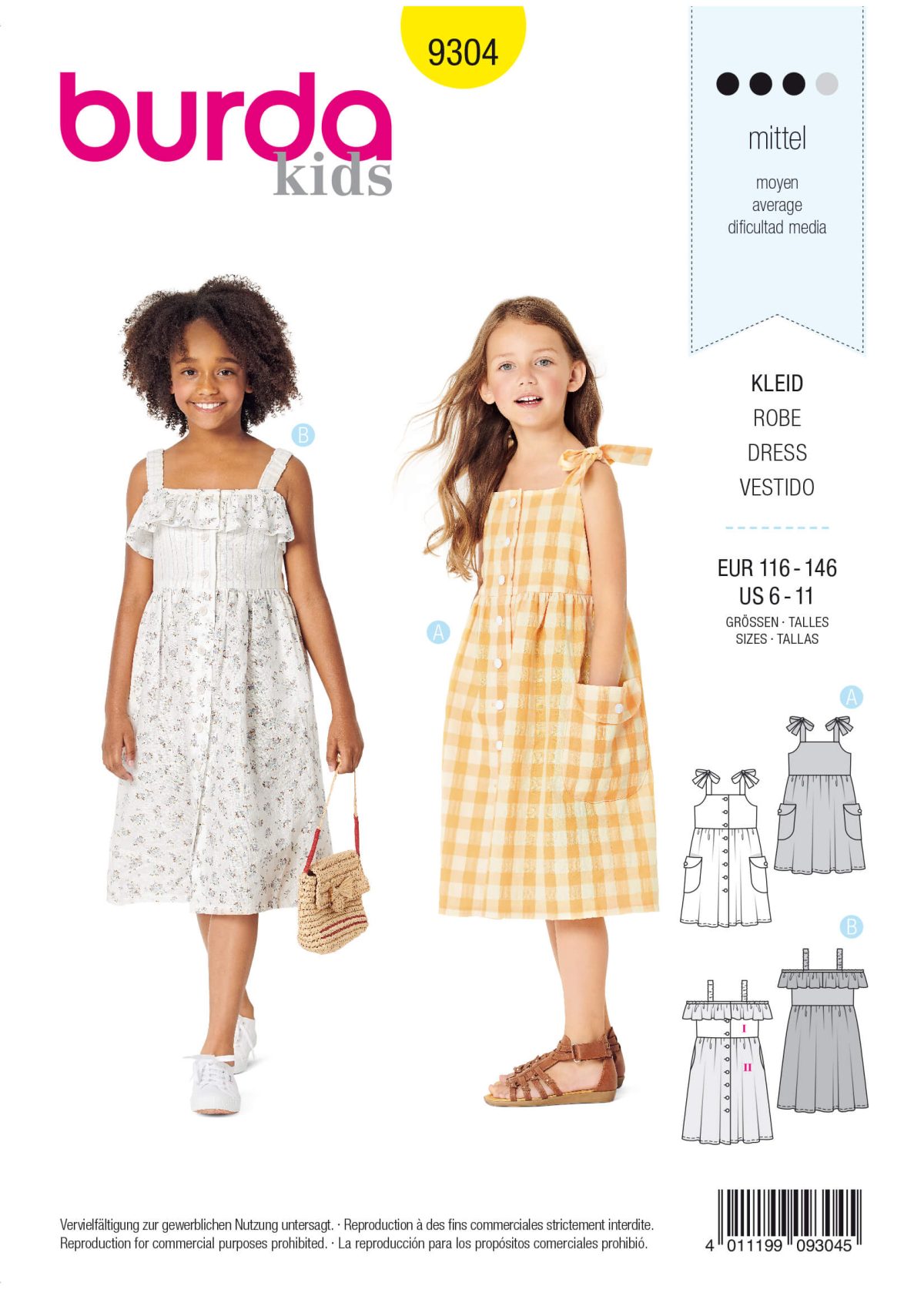 Burda Style Pattern 9304 Children's Pinafore Dresses