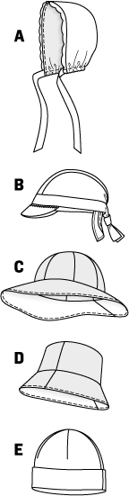 Burda B9496 Style Caps & Hats Sewing Pattern