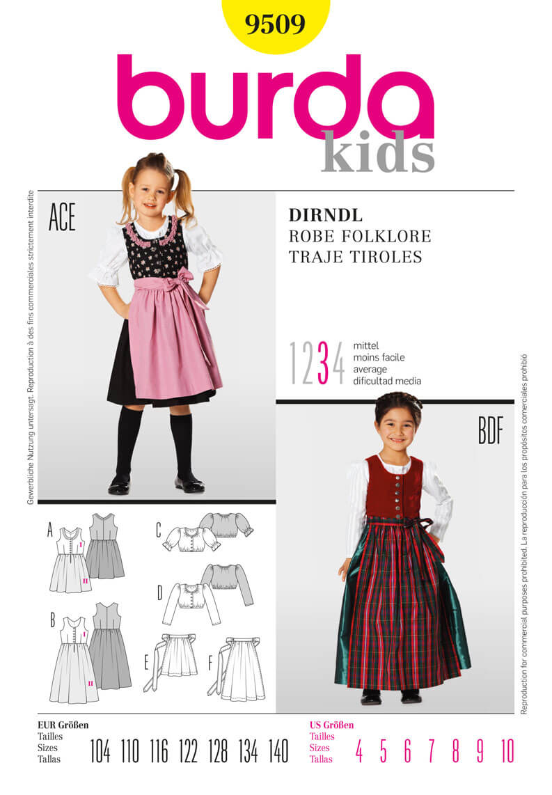 Burda B9509 Dirndl Dress Sewing Pattern