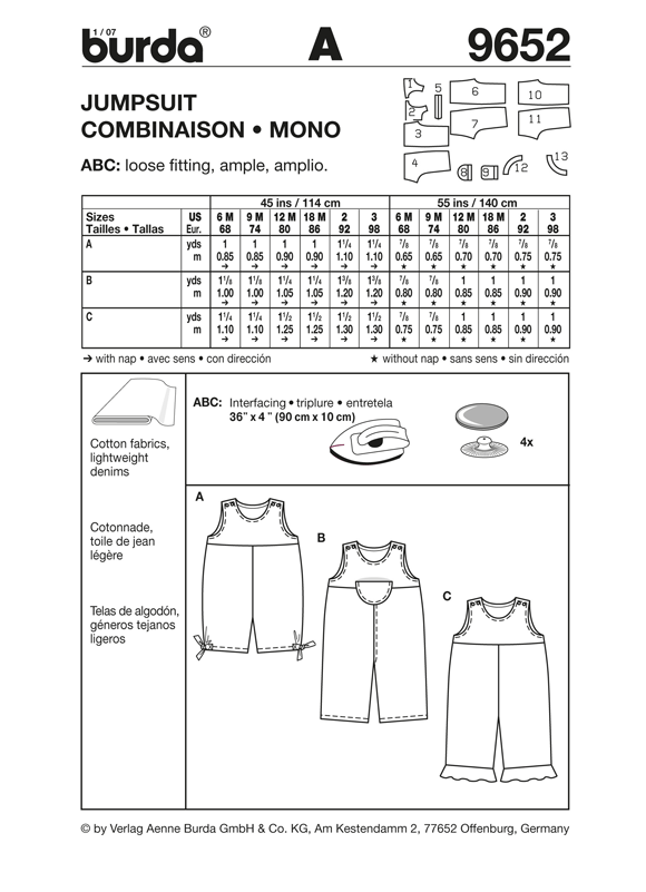 Burda B9652 Jumpsuit Sewing Pattern