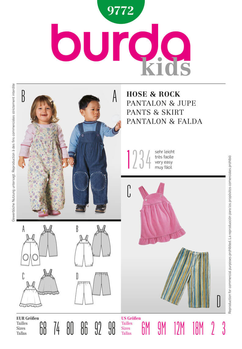 Burda B9772 Trousers & Skirt Sewing Pattern