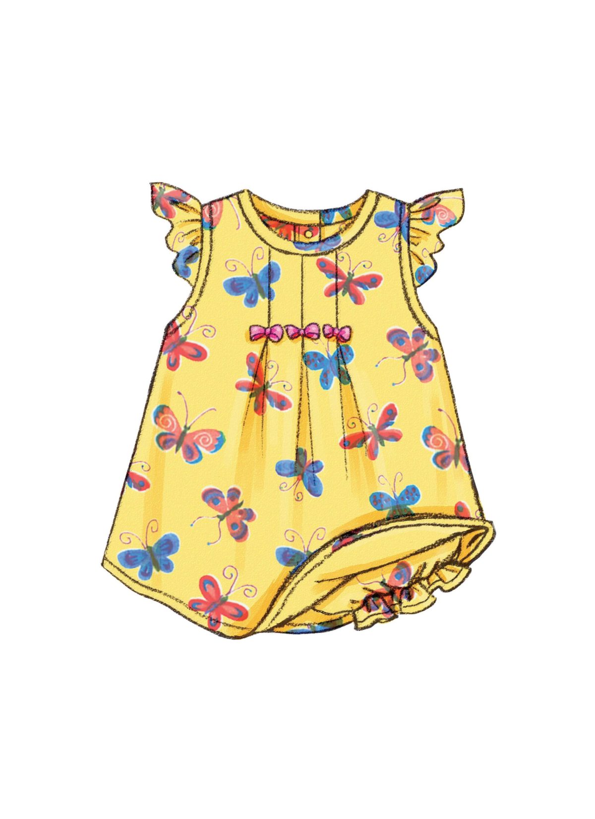Butterick Sewing Pattern B3405 Infants' Dress, Top, Romper, Panties, Hat & Headband